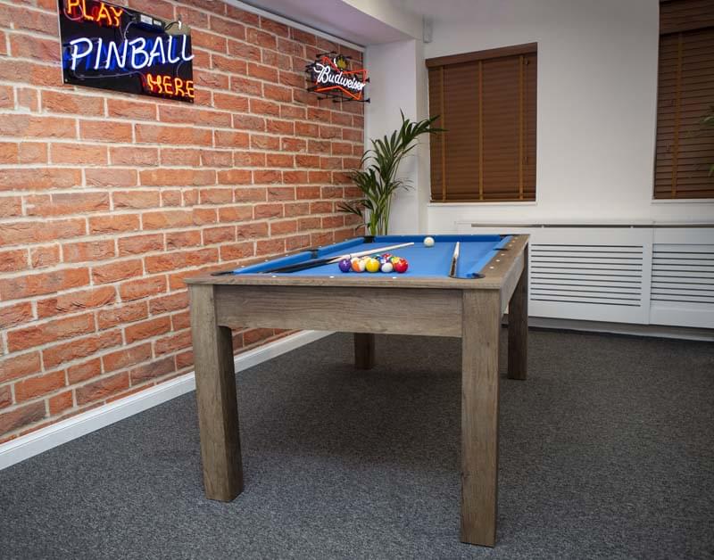 Signature Newman Pool Dining Table & Table Tennis Top: Grey Oak Finish - Image 2